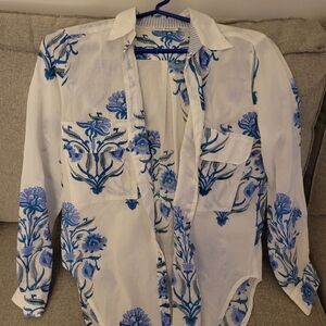 NWOT ROLLER RABBIT CORIN GUY SHIRT COTTON BLOCK PRINT